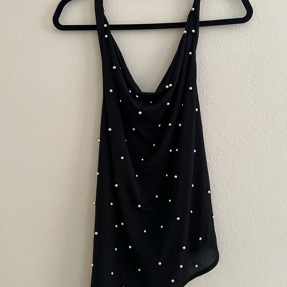 Zara Black Top with White Accents